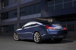 Blue 2010 Infiniti G37 Sport Coupe with 19 inch aluminum rims and 330hp