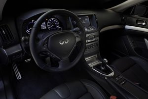 2010 Infiniti G37 coupe stitched leather interior with touch screen navigation